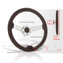 Load image into Gallery viewer, JDM Sport Universal 350mm Wood Grain Style Aluminum Steering Wheel Polished Center Dark Wood
