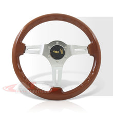 Load image into Gallery viewer, JDM Sport Universal 350mm Wood Grain Style Aluminum Steering Wheel Polished Center Light Wood
