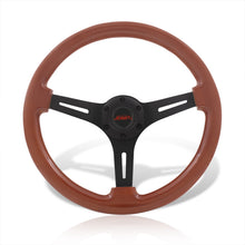 Load image into Gallery viewer, JDM Sport Universal 350mm Wood Grain Style Aluminum Steering Wheel Black Center Light Wood
