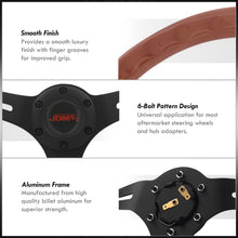 Load image into Gallery viewer, JDM Sport Universal 350mm Wood Grain Style Aluminum Steering Wheel Black Center Light Wood
