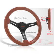 Load image into Gallery viewer, JDM Sport Universal 350mm Wood Grain Style Aluminum Steering Wheel Black Center Light Wood
