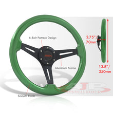 Load image into Gallery viewer, JDM Sport Universal 350mm Wood Grain Style Aluminum Steering Wheel Black Center Green Wood
