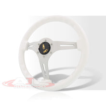Load image into Gallery viewer, JDM Sport Universal 350mm Wood Grain Style Aluminum Steering Wheel Polished Center White Wood
