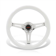 Load image into Gallery viewer, JDM Sport Universal 350mm Heavy Duty Steel Wood Grain Style Steering Wheel Polished Center White Wood
