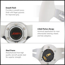 Load image into Gallery viewer, JDM Sport Universal 350mm Heavy Duty Steel Wood Grain Style Steering Wheel Polished Center White Wood
