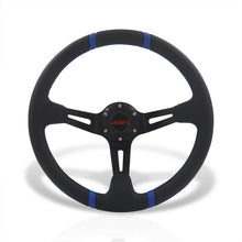 Load image into Gallery viewer, JDM Sport Universal 350mm PVC Leather Deep Dish Style Aluminum Steering Wheel Carbon Fiber Wrapped with Blue Stripes
