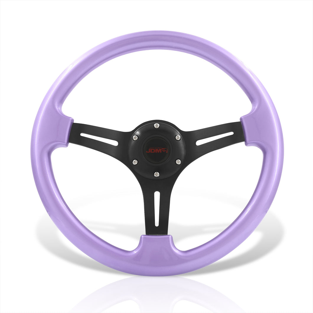 JDM Sport Universal 350mm Heavy Duty Aluminum Steering Wheel Black Center Metallic Purple