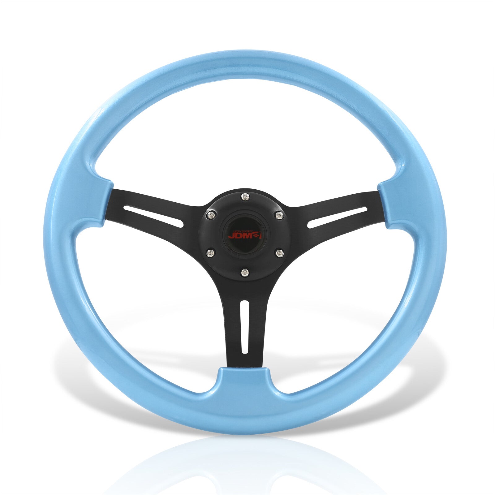 ステアリング 350mm 水色 JDM JDM Sport Universal 350mm Heavy Duty Aluminum Steering Wheel Black