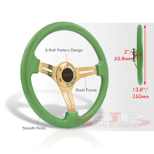 Load image into Gallery viewer, JDM Sport Universal 350mm Heavy Duty Steel Steering Wheel Gold Center Metallic Green
