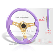 Load image into Gallery viewer, JDM Sport Universal 350mm Heavy Duty Steel Steering Wheel Gold Center Metallic Purple
