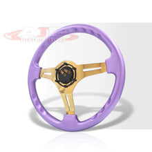 Load image into Gallery viewer, JDM Sport Universal 350mm Heavy Duty Steel Steering Wheel Gold Center Metallic Purple
