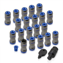 Load image into Gallery viewer, God Snow Lug Nuts M12 x1.5mm Thread pitch Gunmetal Body Blue Trim (20 Piece +1 Key)
