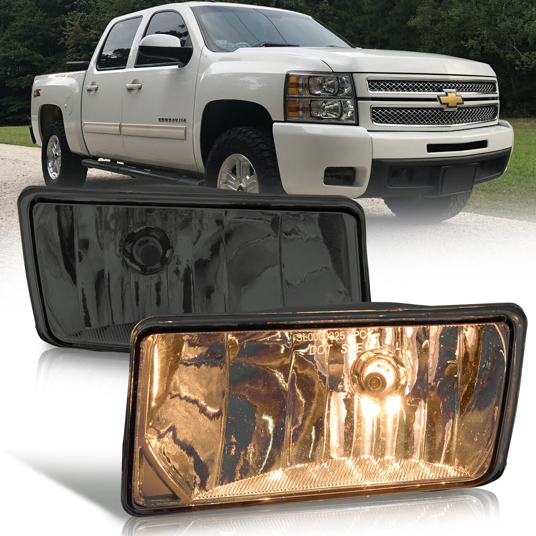 Chevrolet Avalanche Silverado Suburban Tahoe 2007-2013 Front Fog Lights Smoked Len (No Switch & Wiring Harness)