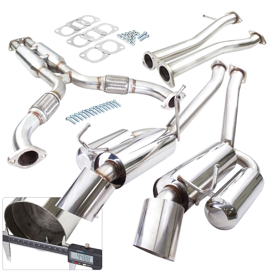 Infiniti G35 Coupe 2003-2007 / Nissan 350Z 2003-2009 Hi-Power Style Dual Tip Stainless Steel Catback Exhaust System (Piping: 2.25