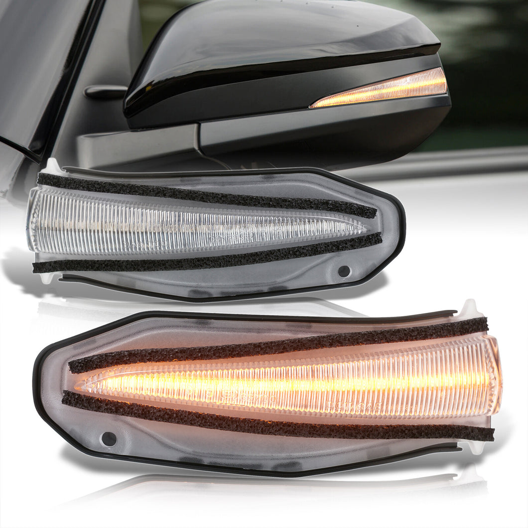 Toyota 4Runner 2014-2021 / RAV4 2013-2018 Front Amber Sequential LED Side Mirror Signal Marker Lights Clear Len