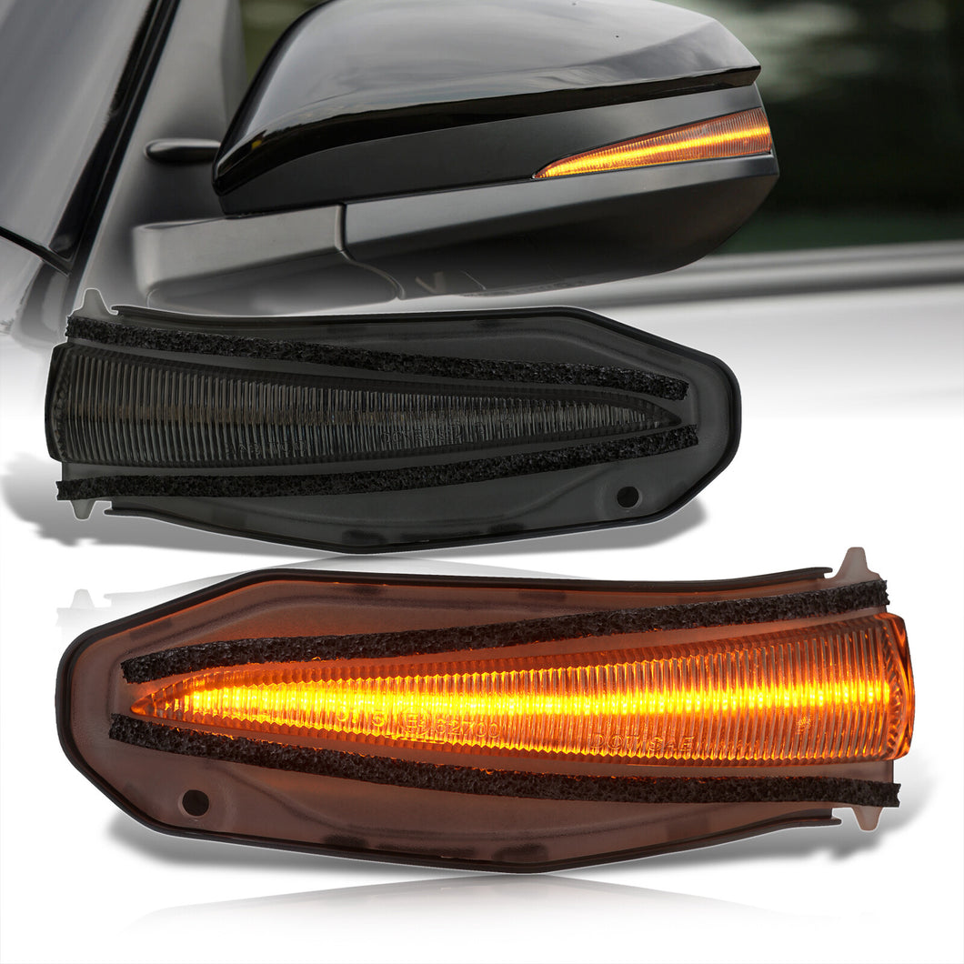 Toyota 4Runner 2014-2021 / RAV4 2013-2018 Front Amber Sequential LED Side Mirror Signal Marker Lights Smoke Len