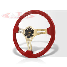Load image into Gallery viewer, Universal 350mm Heavy Duty Steel Steering Wheel Gold Center Metallic Red
