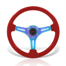 Load image into Gallery viewer, JDM Sport Universal 350mm Heavy Duty Steel Steering Wheel Neo Chrome Center Metallic Red
