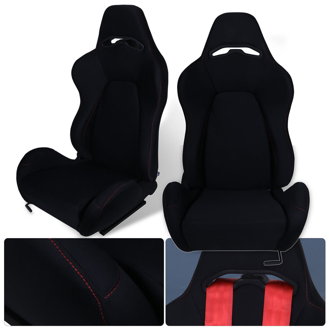Universal K700 Reclinable Seats + Sliders Black Cloth with Red Stitching