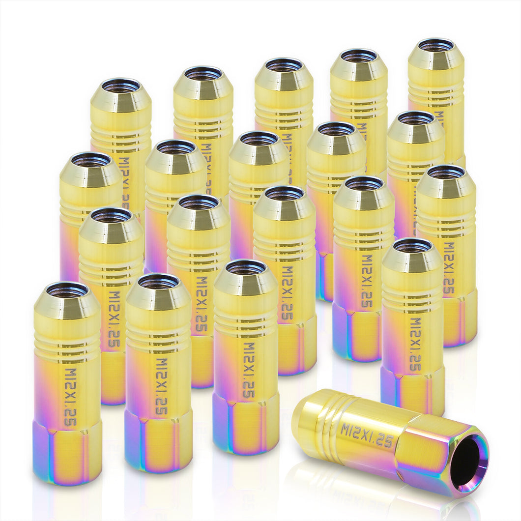 God Snow Extended Lug Nuts M12 x1.25mm Thread pitch 3 Stripe Open End Neo Chrome (20 Piece) (discountine)