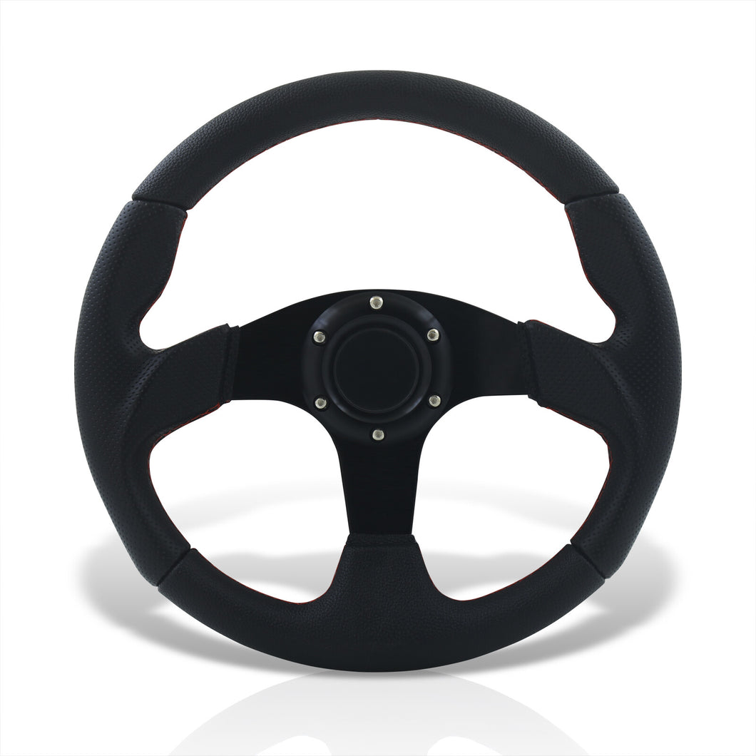 Universal 320mm Type-R Style Aluminum Steering Wheel Black Center with Red Stitching