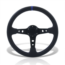Load image into Gallery viewer, Universal 350mm PVC Leather Deep Dish Style Aluminum Steering Wheel Black Center with Blue Stitching
