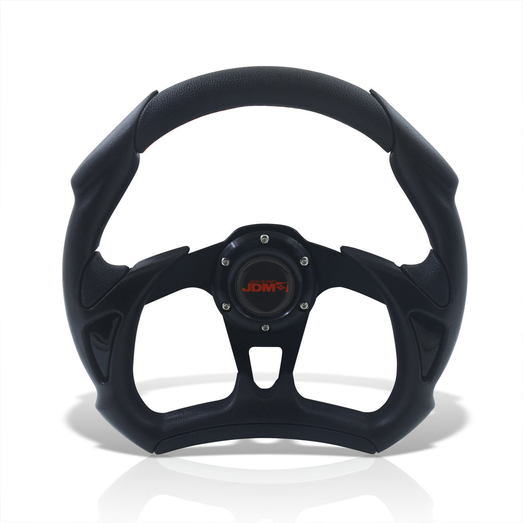 JDM Sport Universal 320mm Flat Bottom Style Aluminum Steering Wheel Black / Black
