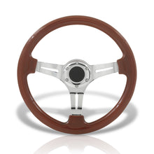 Load image into Gallery viewer, Universal 350mm Heavy Duty Steel Steering Wheel Polished Center Wood Style
