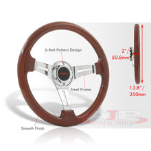 Load image into Gallery viewer, JDM Sport Universal 350mm Heavy Duty Steel Steering Wheel Polished Center Wood Style
