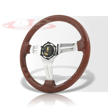 Load image into Gallery viewer, JDM Sport Universal 350mm Heavy Duty Steel Steering Wheel Polished Center Wood Style
