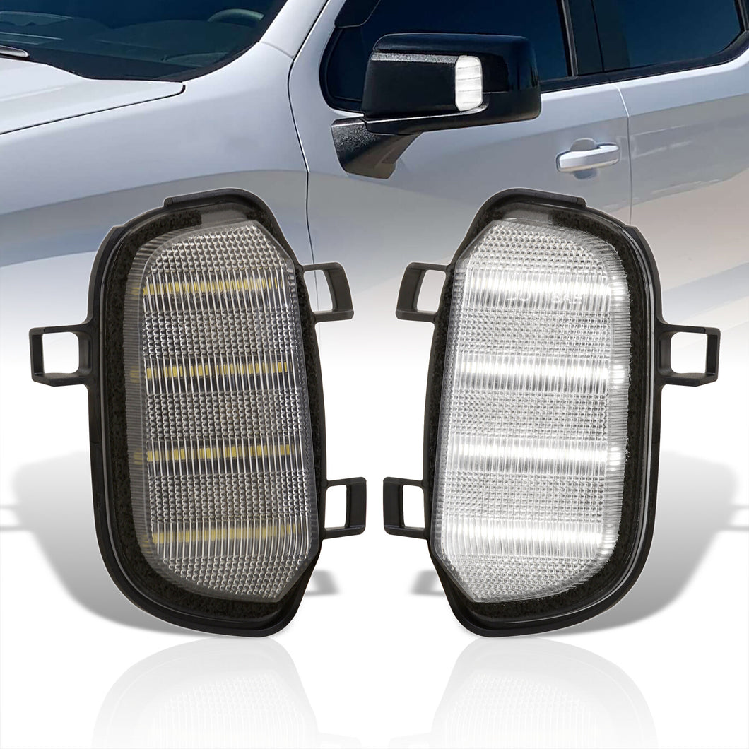 Chevrolet Silverado 1500 2019-2021 / 1500 LD 2019-2021 / GMC Sierra 1500 2019-2021 Front White LED Side Mirror Marker Lights Clear Len
