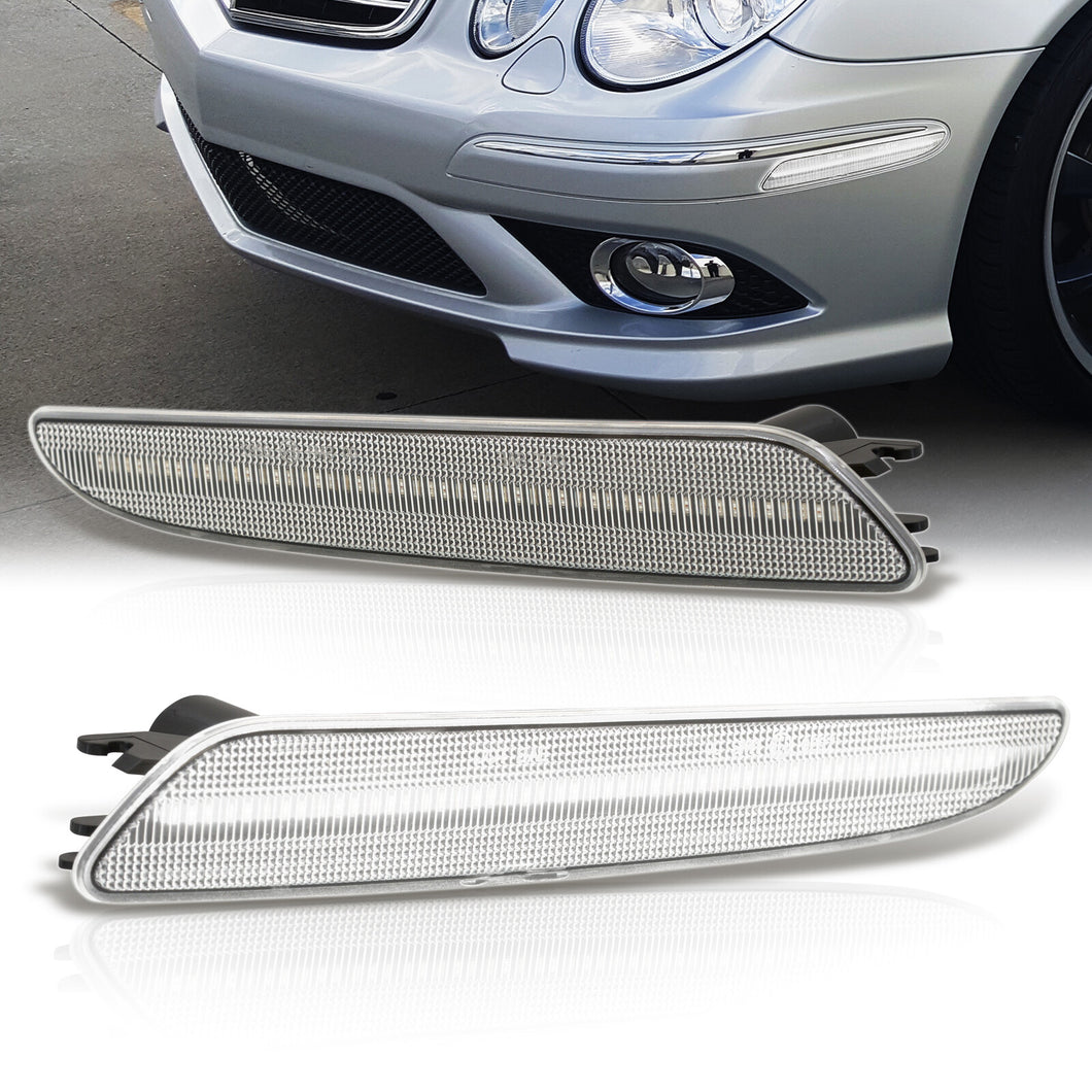 thumbnail image 2 of DEPO Clear Front Bumper Side Marker Lights Pair For Mercedes E-Class W211 E320 03-06 2 of 5