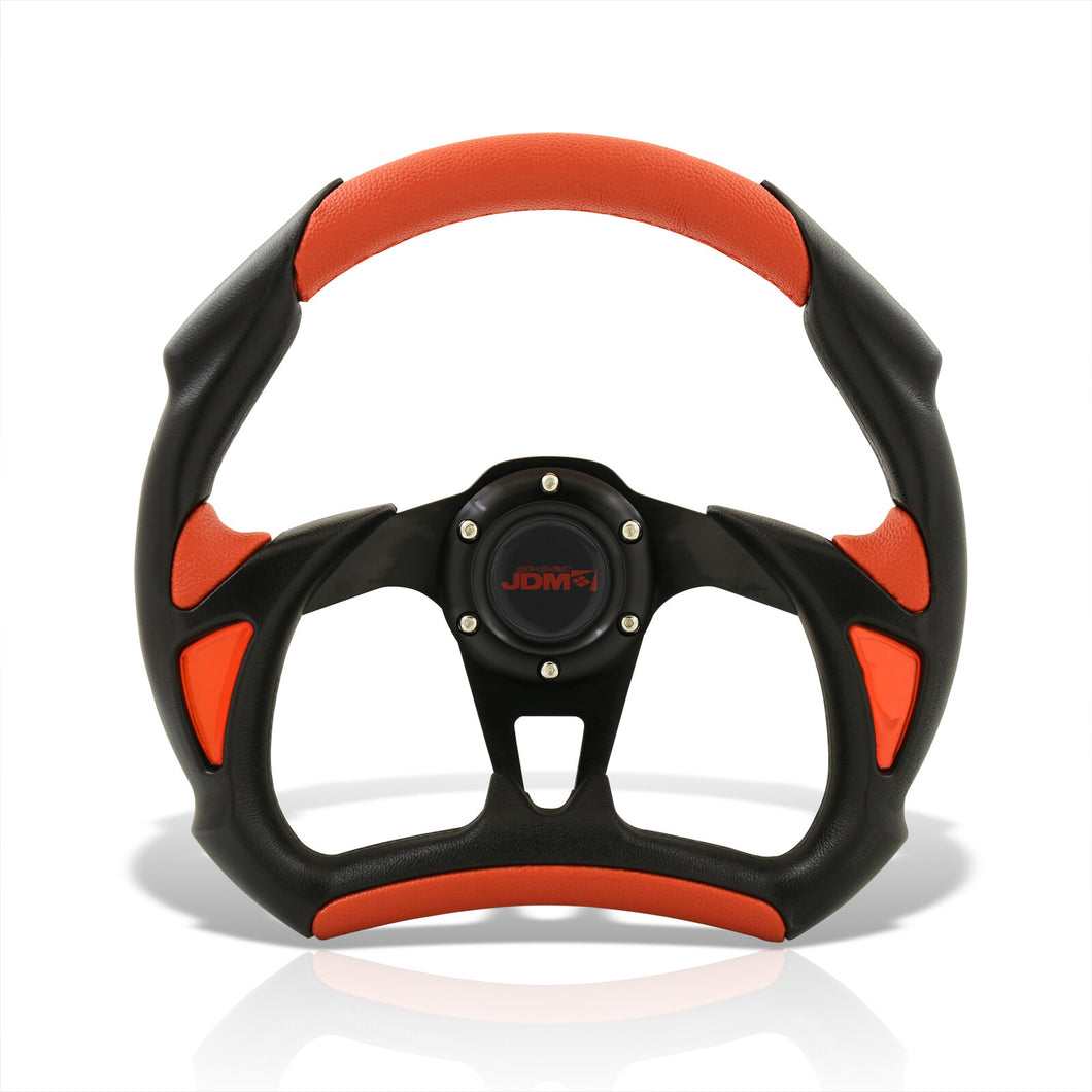 JDM Sport Universal 320mm Flat Bottom Style Aluminum Steering Wheel Black / Red