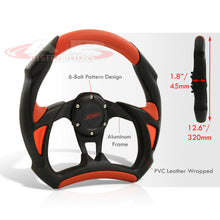Load image into Gallery viewer, JDM Sport Universal 320mm Flat Bottom Style Aluminum Steering Wheel Black / Red
