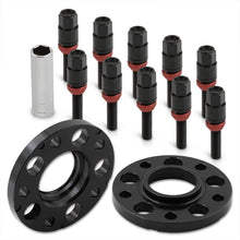 Load image into Gallery viewer, Universal 2 Piece Wheel Spacers + Extended Lug Nut Bolts Black - PCD: 5x120 | Thread Pitch: M12x1.5 | Bore: 72.56mm | Thickness: 15mm | Lug Nuts: 40mm
