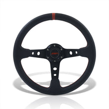 Load image into Gallery viewer, JDM Sport Universal 350mm PVC Leather Deep Dish Style Aluminum Steering Wheel Black Center with Red Stitching
