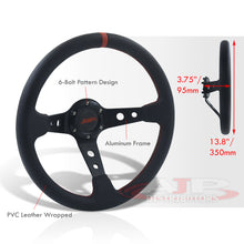 Load image into Gallery viewer, JDM Sport Universal 350mm PVC Leather Deep Dish Style Aluminum Steering Wheel Black Center with Red Stitching
