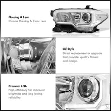 Load image into Gallery viewer, Toyota Tacoma 2016-2022 Factory Style Projector Headlights Chrome Housing Clear Len Clear Reflector (Models with Factory LED DRL Headlights Only)
