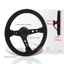 Load image into Gallery viewer, Universal 350mm Suede Deep Dish Style Aluminum Steering Wheel Black with Blue Stitching
