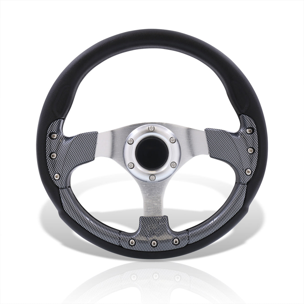 Universal 320mm Fusion Style Aluminum Steering Wheel Black / Carbon Fiber
