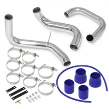 Load image into Gallery viewer, Nissan Skyline GTR R32 R33 R34 RB20 RB25DET Bolt-On Aluminum Polished Piping Kit + Blue Couplers
