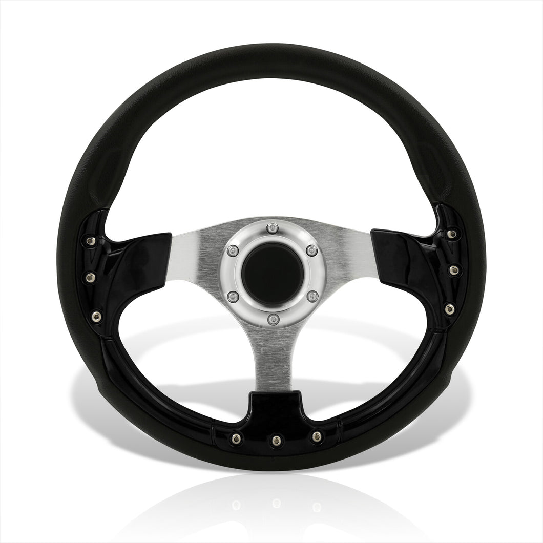Universal 320mm Fusion Style Aluminum Steering Wheel Black / Black