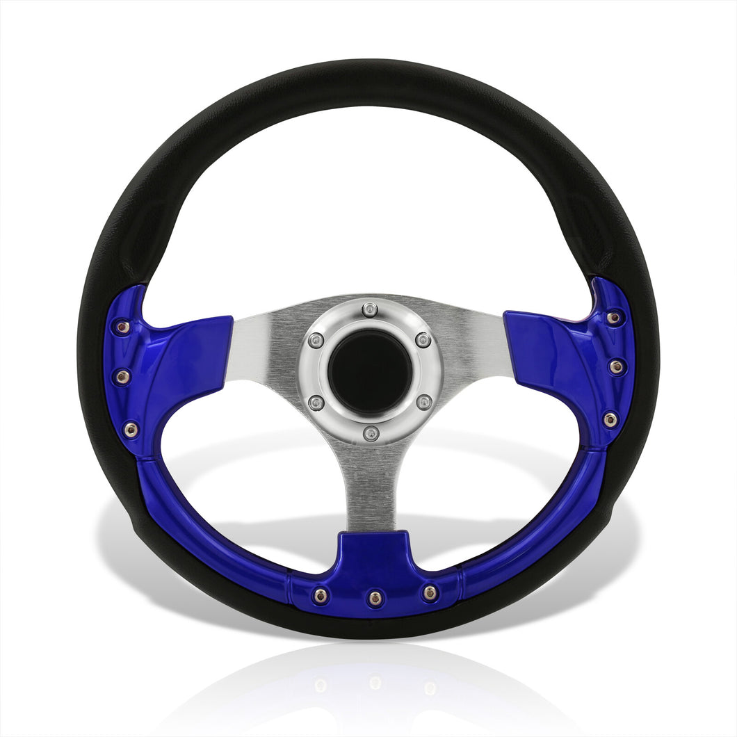 Universal 320mm Fusion Style Aluminum Steering Wheel Black / Blue