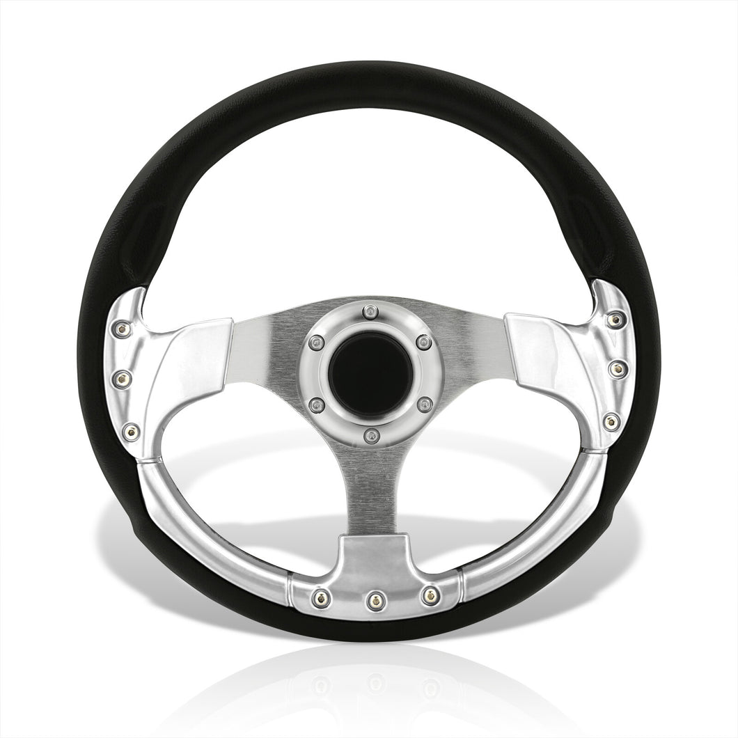 Universal 320mm Fusion Style Aluminum Steering Wheel Black / Silver