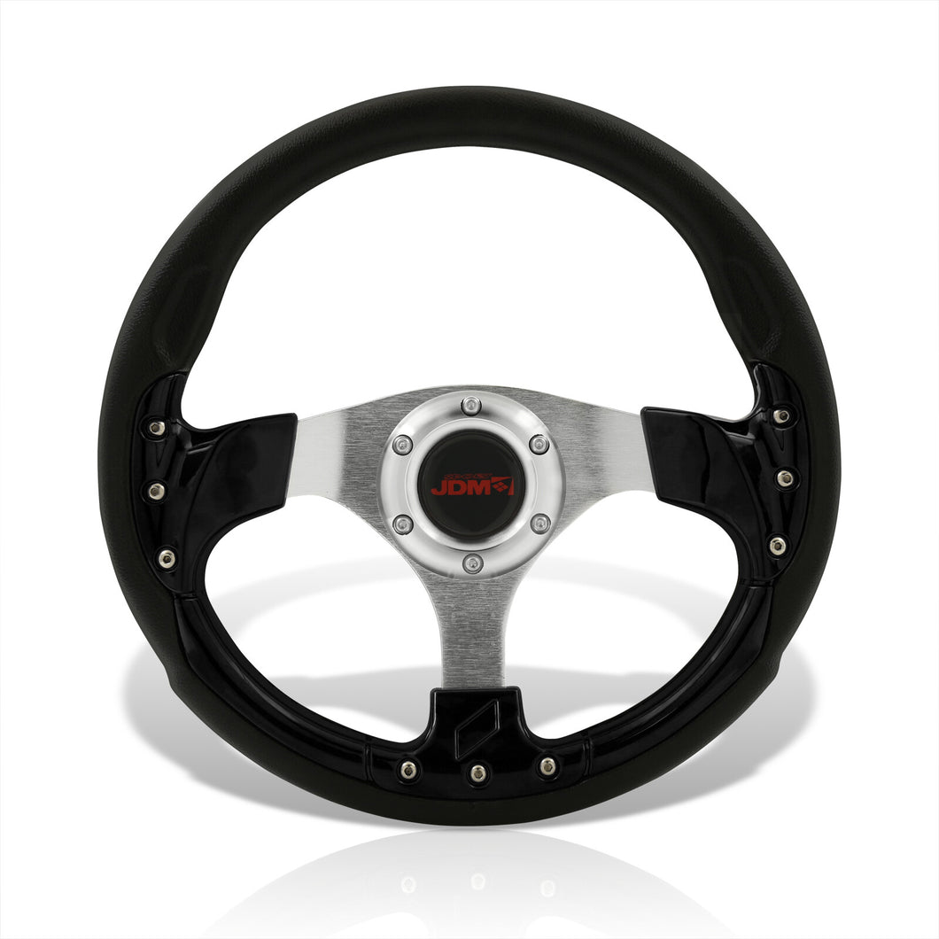 JDM Sport Universal 320mm Fusion Style Aluminum Steering Wheel Black / Black