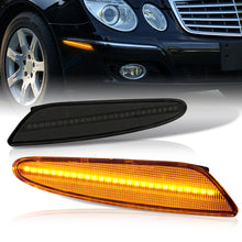 Load image into Gallery viewer, Mercedes Benz E-Class W211 E320 2003-2006 / E350 2006 / E500 2003-2006 / E55 AMG 2003-2006 Front Amber LED Side Marker Lights Smoke Len
