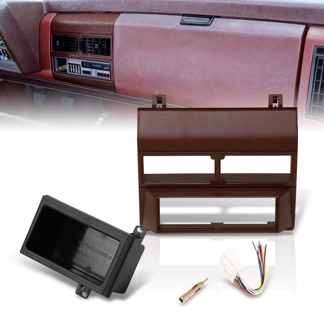 Chevrolet C/K 1988-1994 / GMC C/K 1988-1994 Interior Dashboard Single Din Stereo Radio Bezel Kit Burgundy Red (Includes Dash Kit, Pocket Kit, Wiring Harness & Antenna Adapter)