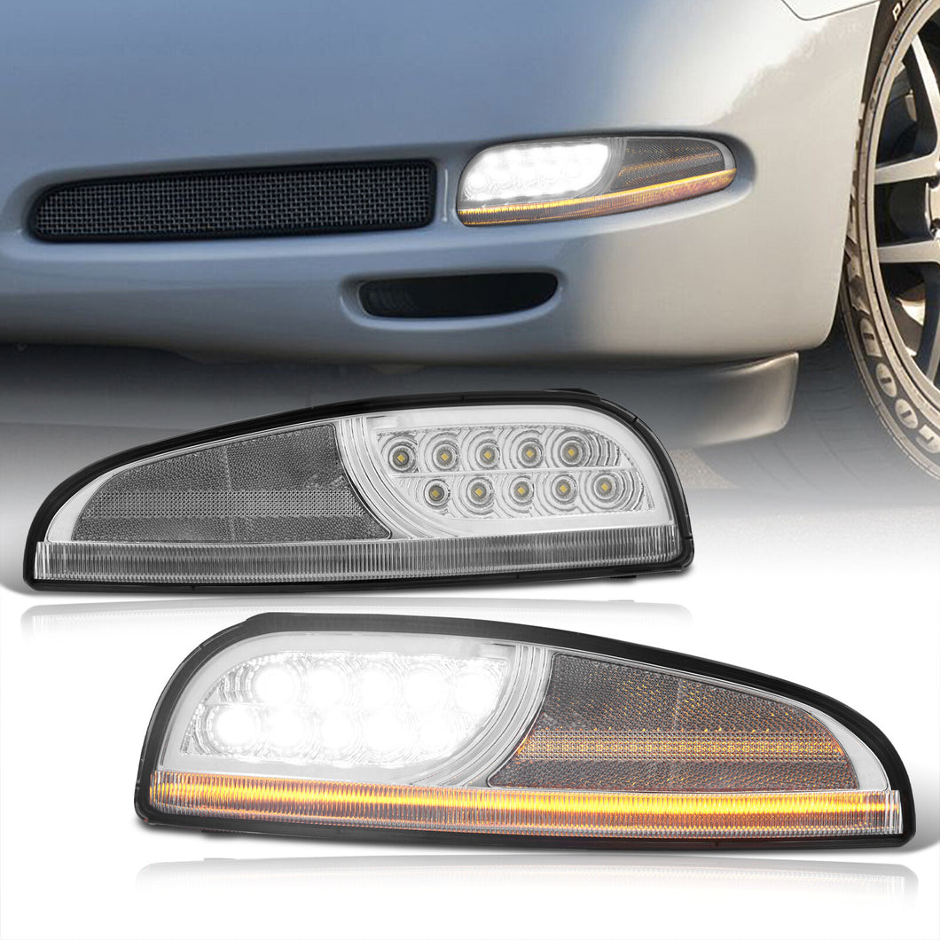 Chevrolet Corvette C5 1997-2004 Sequential LED Corner Light Clear Lens Chrome Housing (Includes Hyperflash Harness)