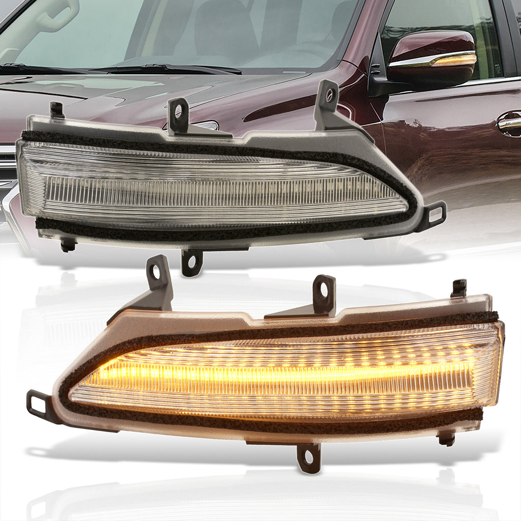 Lexus GX460 2010-2018 / LX570 2013-2017 Front Amber Sequential LED Side Mirror Signal Marker Lights Clear Len