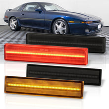 Load image into Gallery viewer, Toyota Supra A70 MK3 1986-1992 4 Piece Front Amber &amp; Rear Red LED Side Marker Lights Smoke Len
